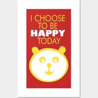 I choose to be happy today, typographic panda print Posters and Art